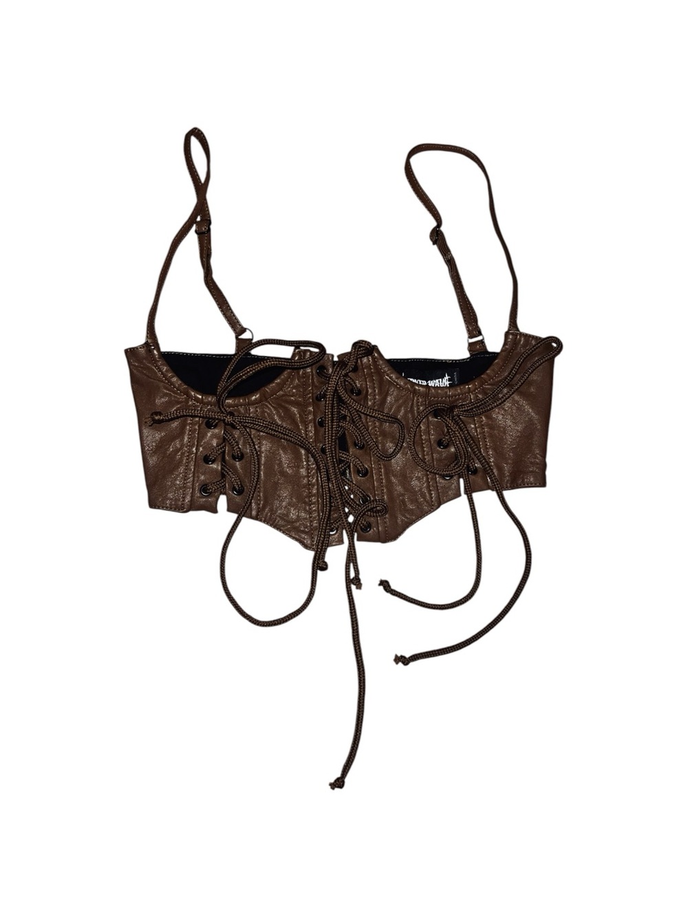 Darker Wavs | Atmosphere | Brown Lace-Up Underbust Corset | SIZE XS